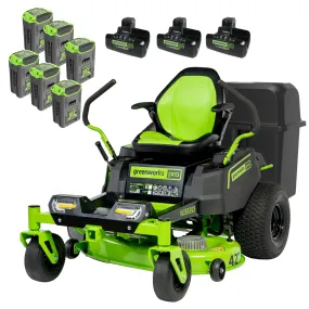 60V 42" Cordless Battery CrossoverZ Zero Turn Lawn Mower   Bagger w/ Six (6) 8.0Ah Batteries and Three (3) Dual Port Turbo Chargers