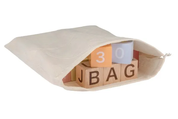 Alphabet blocks with bag