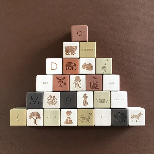 Alphabet Wooden Blocks - Olive