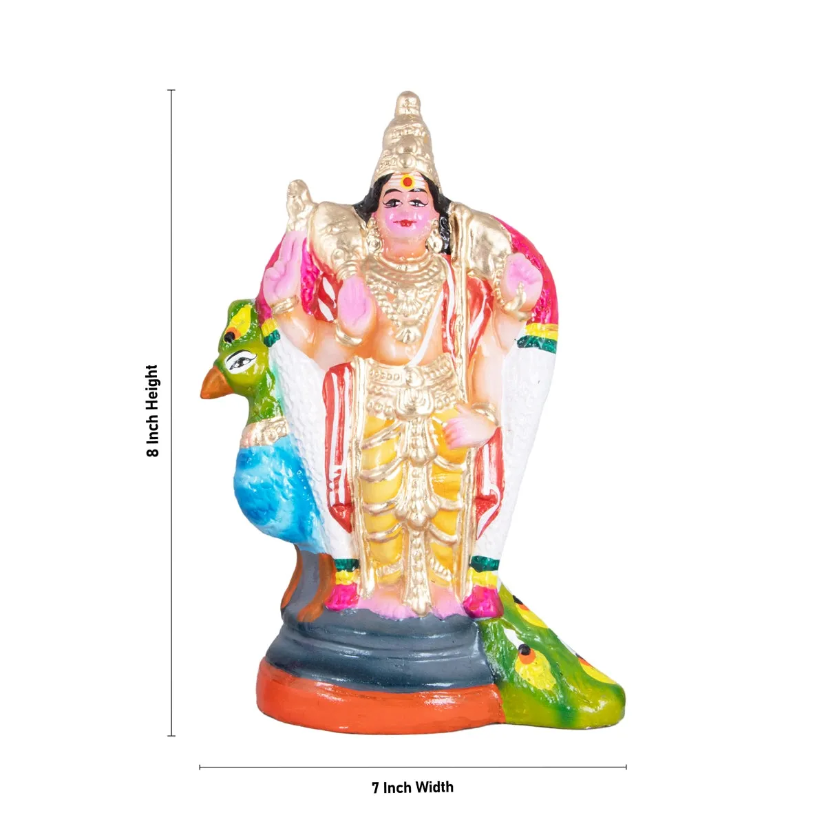 Arupadai Veedu Murugan Paper Mache Golu Bommai Set - 8 x 7 Inches | Giri Golu Doll/ Navaratri Golu Bomma/Gombe/Bommai