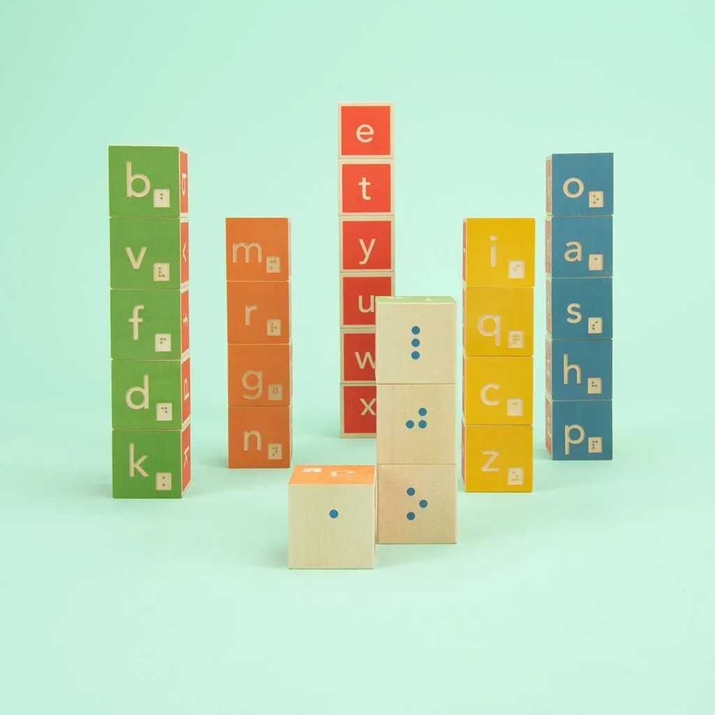 Wooden Braille Alphabet Learning Blocks