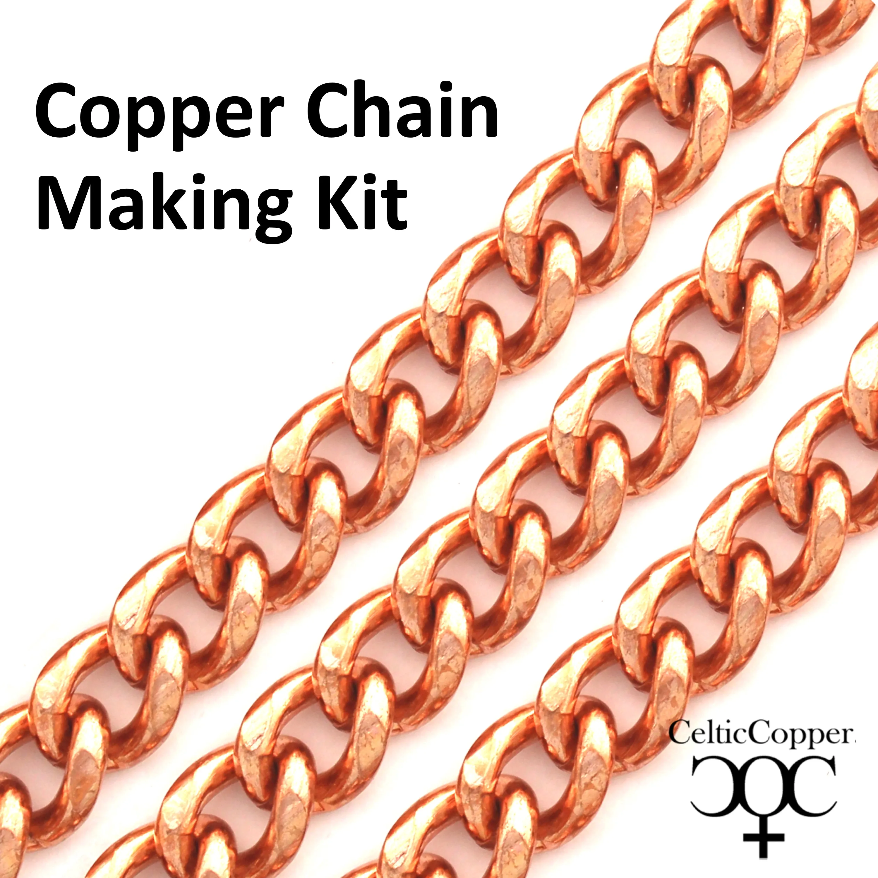 DIY Copper Jewelry Chain Making Kit / 36” Bulk 13mm Solid Copper Curb Chain / 5 Sets Sisterhook Clasps