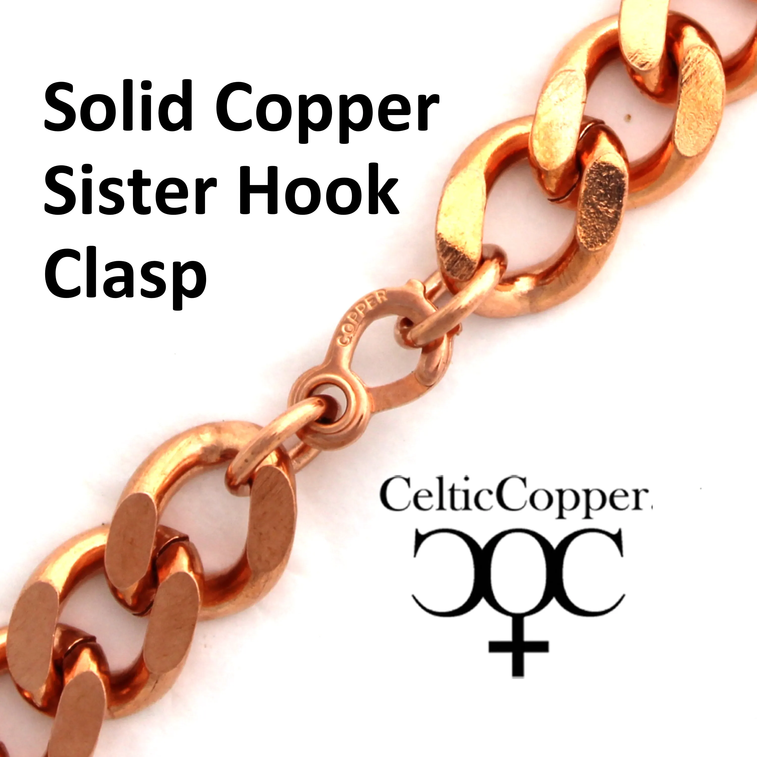 DIY Copper Jewelry Chain Making Kit / 36” Bulk 13mm Solid Copper Curb Chain / 5 Sets Sisterhook Clasps