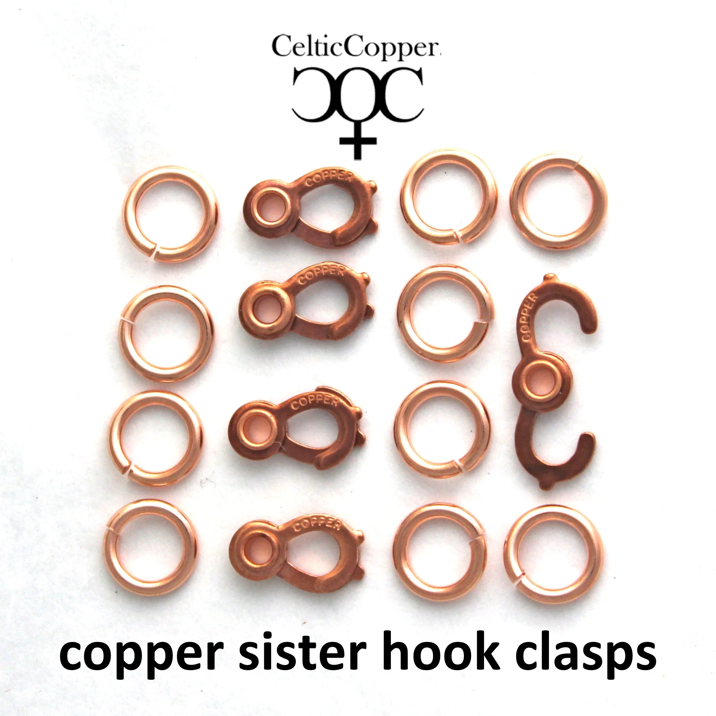 DIY Copper Jewelry Chain Making Kit / 36” Bulk 13mm Solid Copper Curb Chain / 5 Sets Sisterhook Clasps