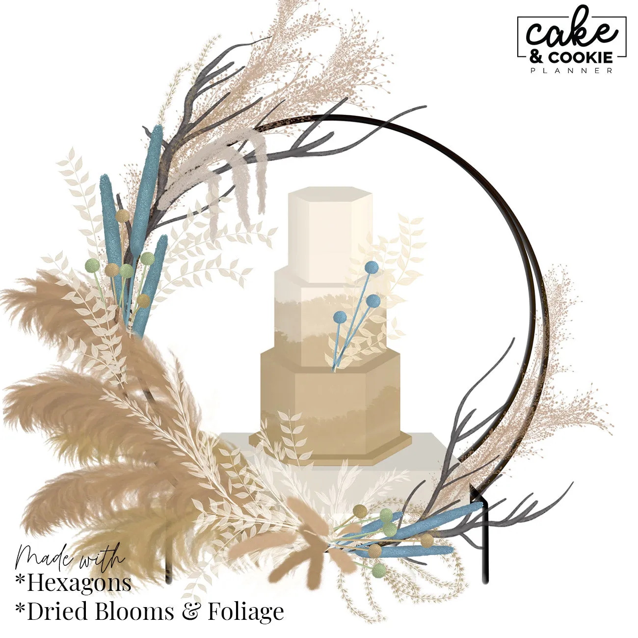 Dried Blooms Procreate Pack - Digital Cake Sketching