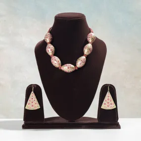 Floral Handpainted Wooden Necklace Set