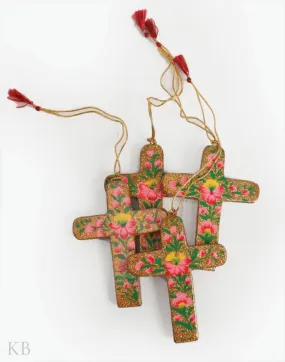 Glittery Gold Paper Mache Latin Cross (Set of 4)