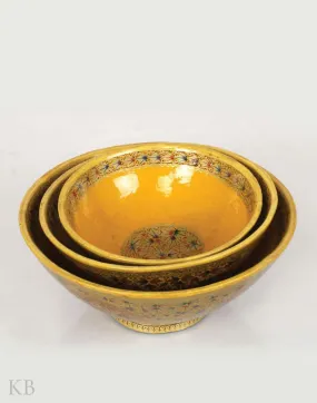 Mustard Handcrafted Paper Mache Bowl (Set of 3)