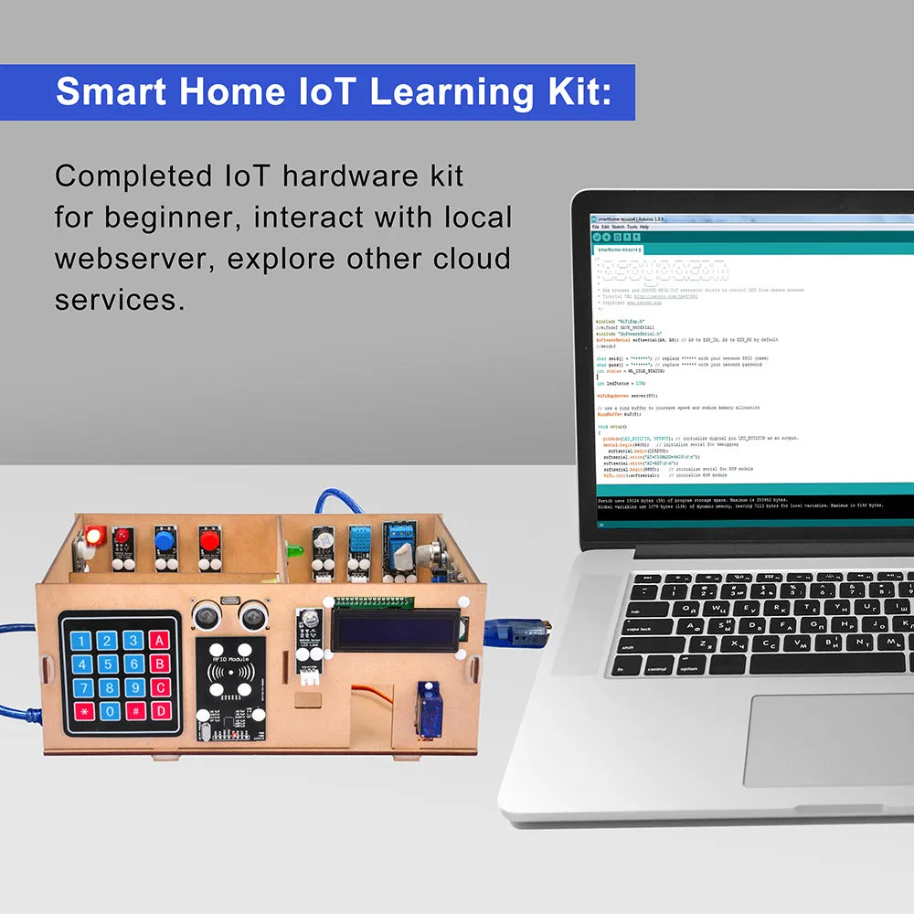 OSOYOO IoT Wooden House Learner Kit for Arduino MEGA2560, Smart Home Electronic STEM Starter Set, Learning Internet of Things