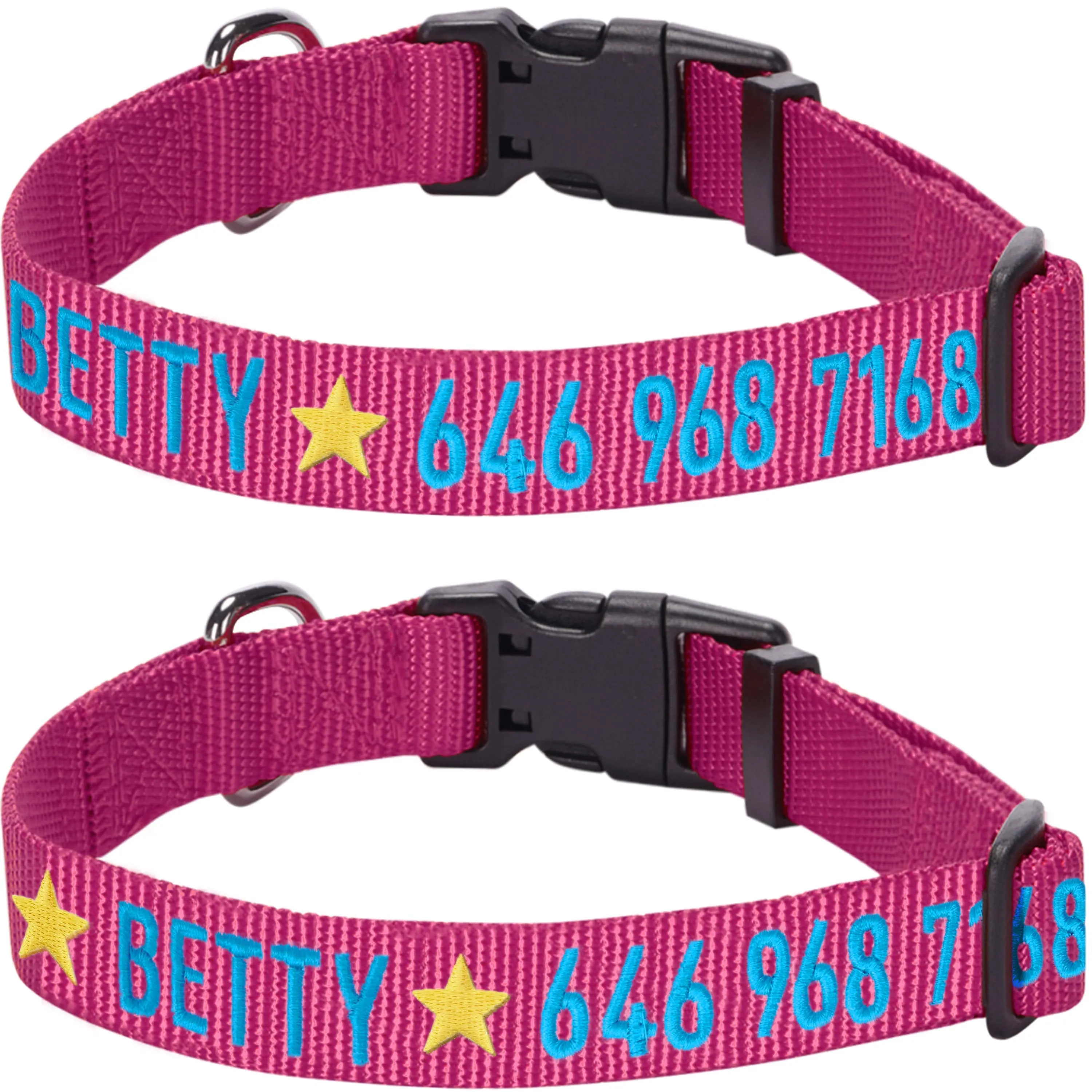 Personalized Dog Collar with Pet Name and Phone, Purple