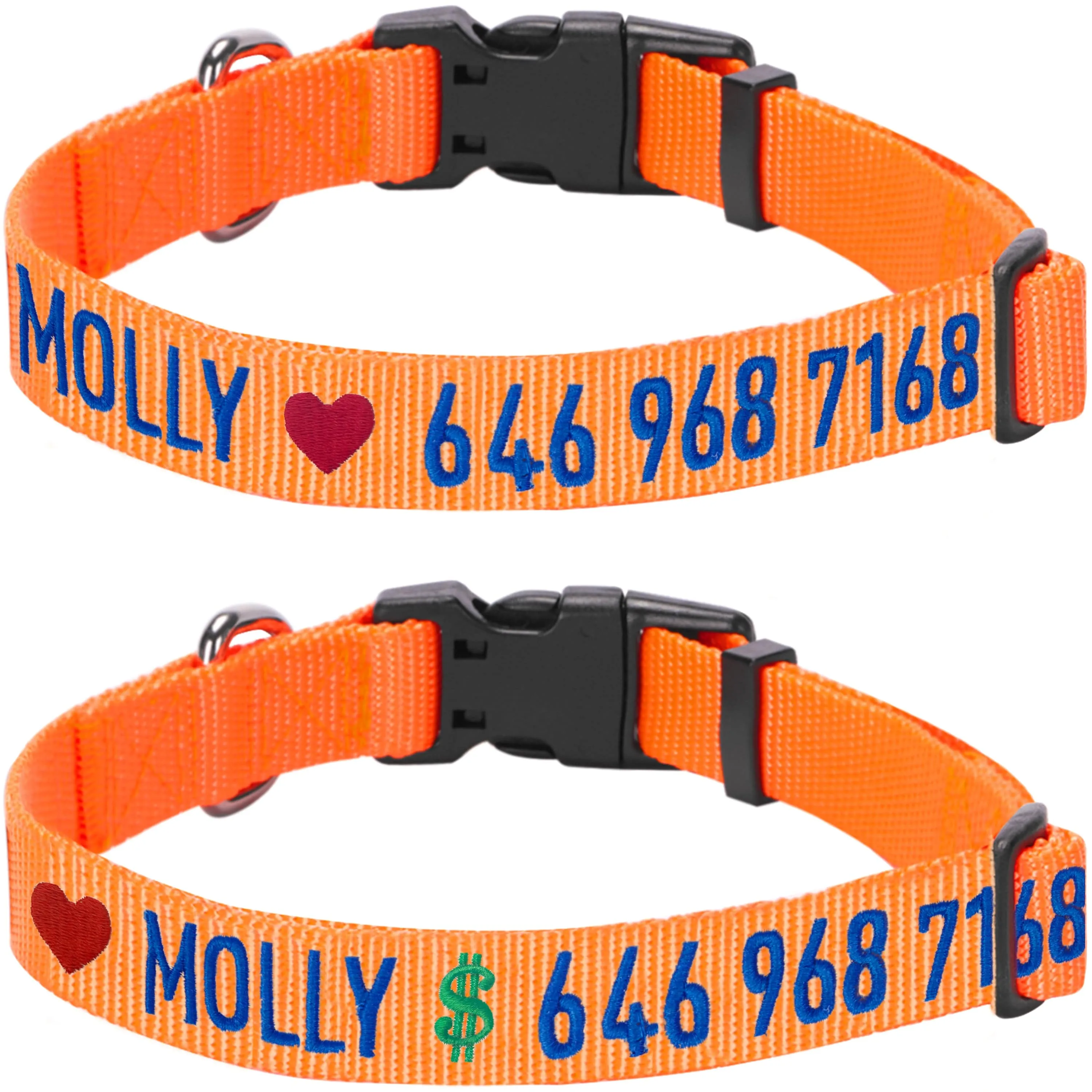 Personalized Dog Collar with Pet Name and Phone, Yellow