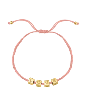 Pink : Alpha Block Bracelet - 18K Gold Vermeil