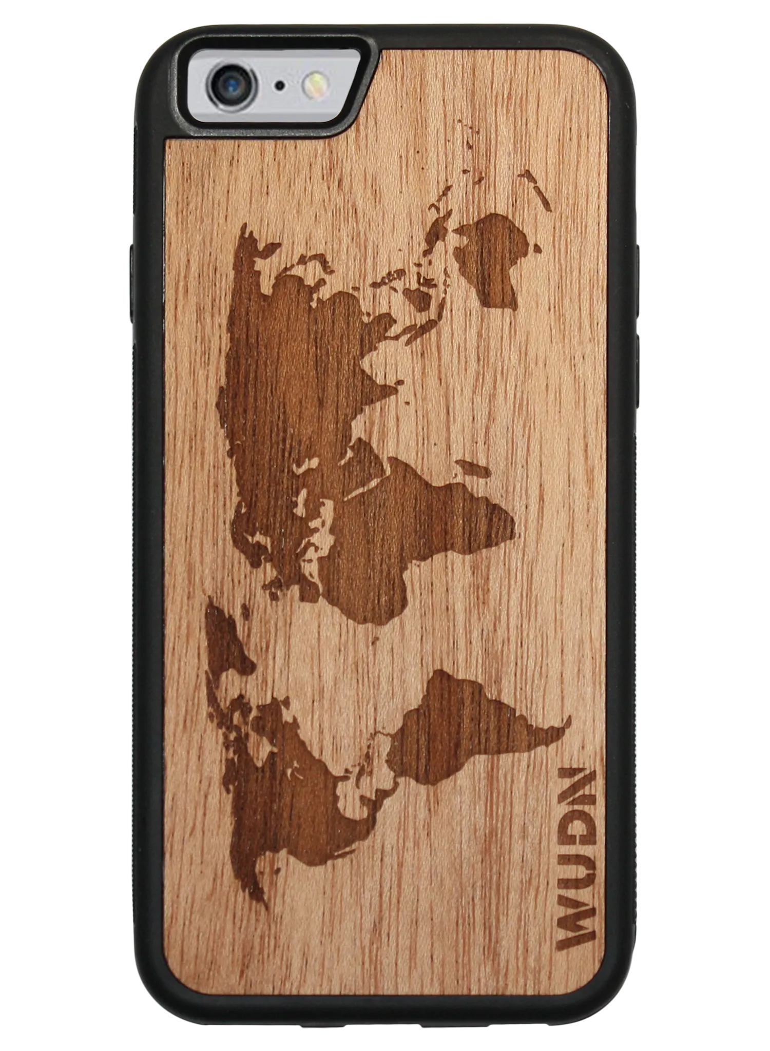 Slim Wooden iPhone Case (World Map Traveler in Mahogany)