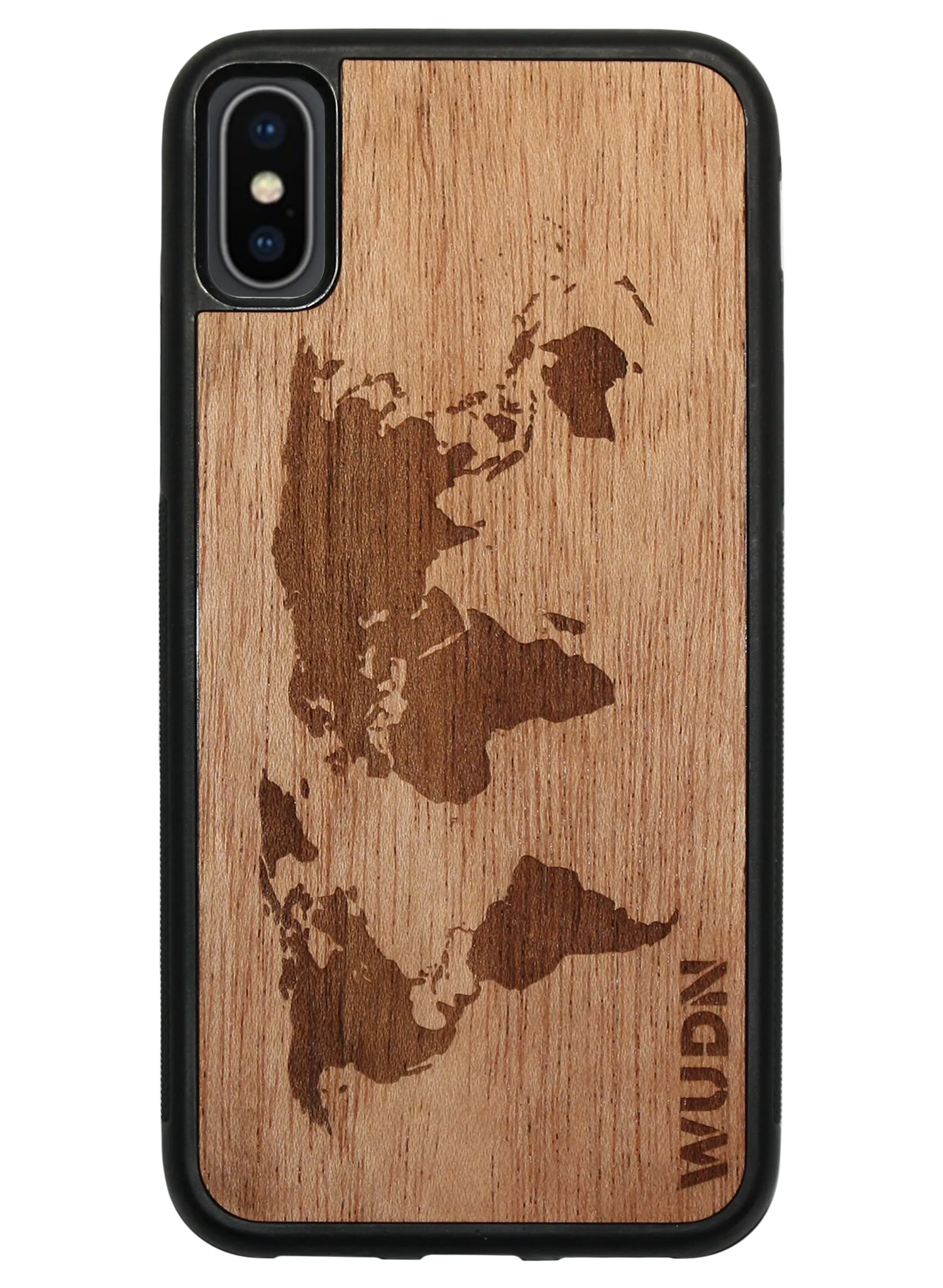 Slim Wooden iPhone Case (World Map Traveler in Mahogany)