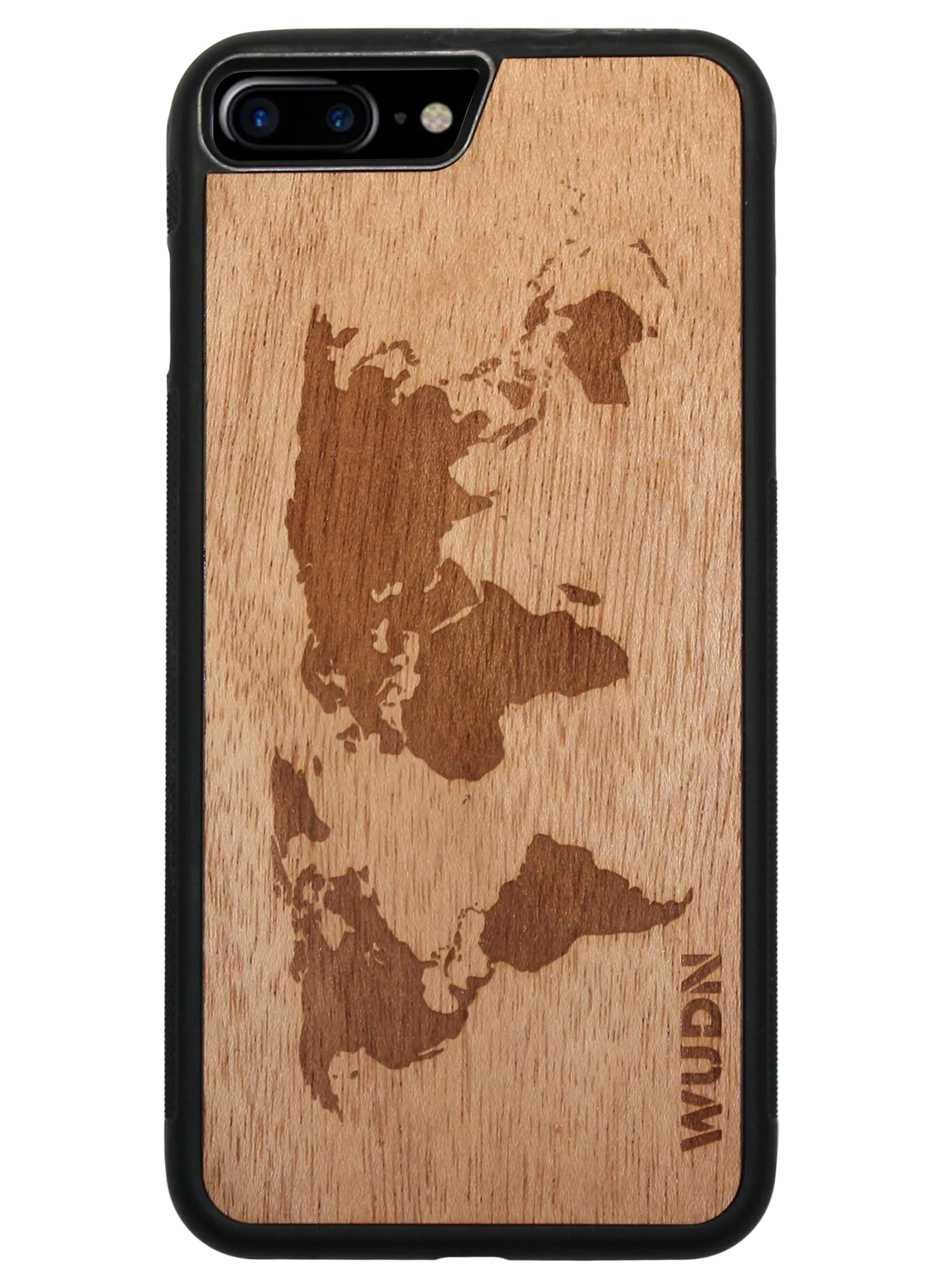 Slim Wooden iPhone Case (World Map Traveler in Mahogany)