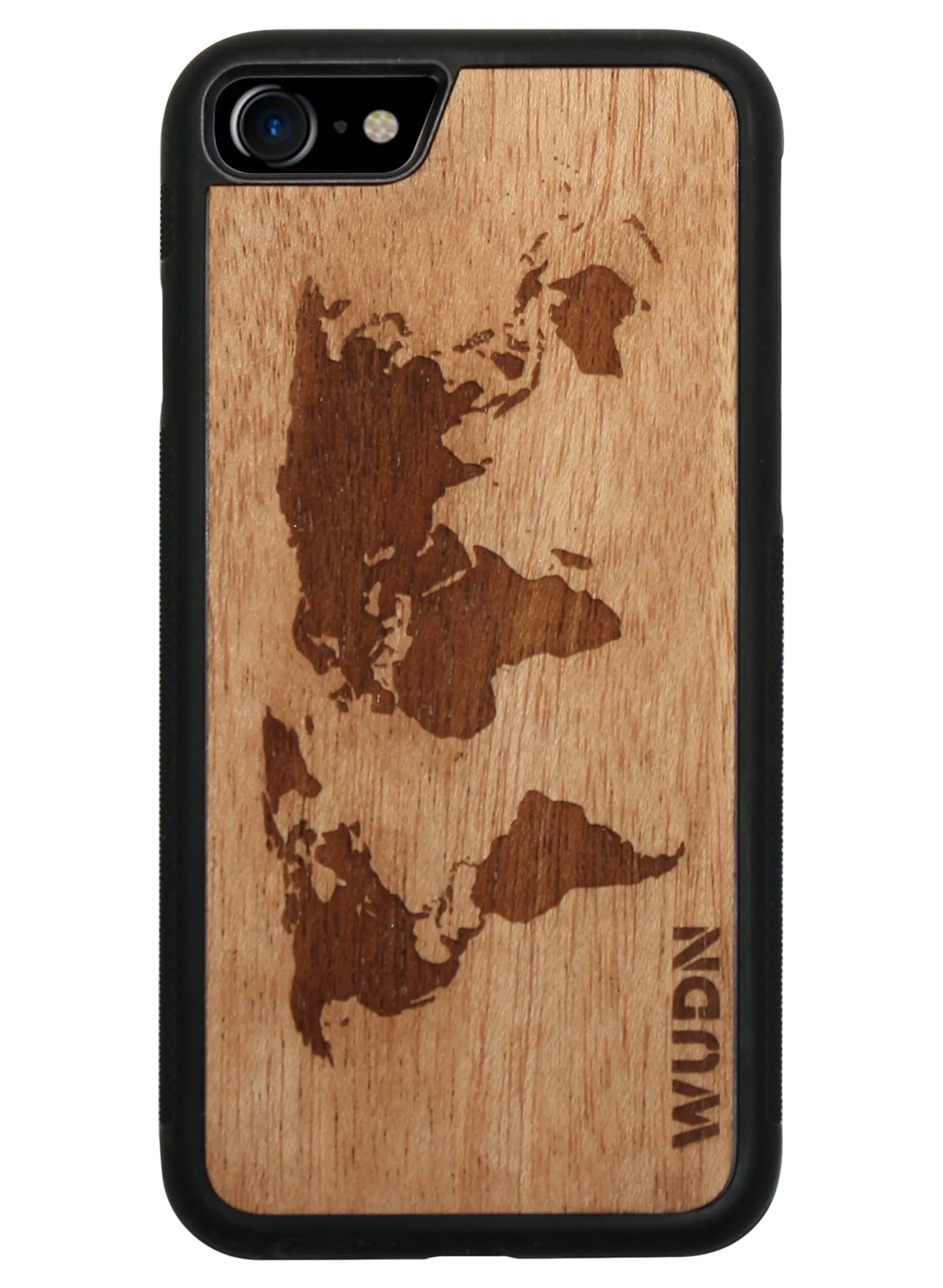 Slim Wooden iPhone Case (World Map Traveler in Mahogany)