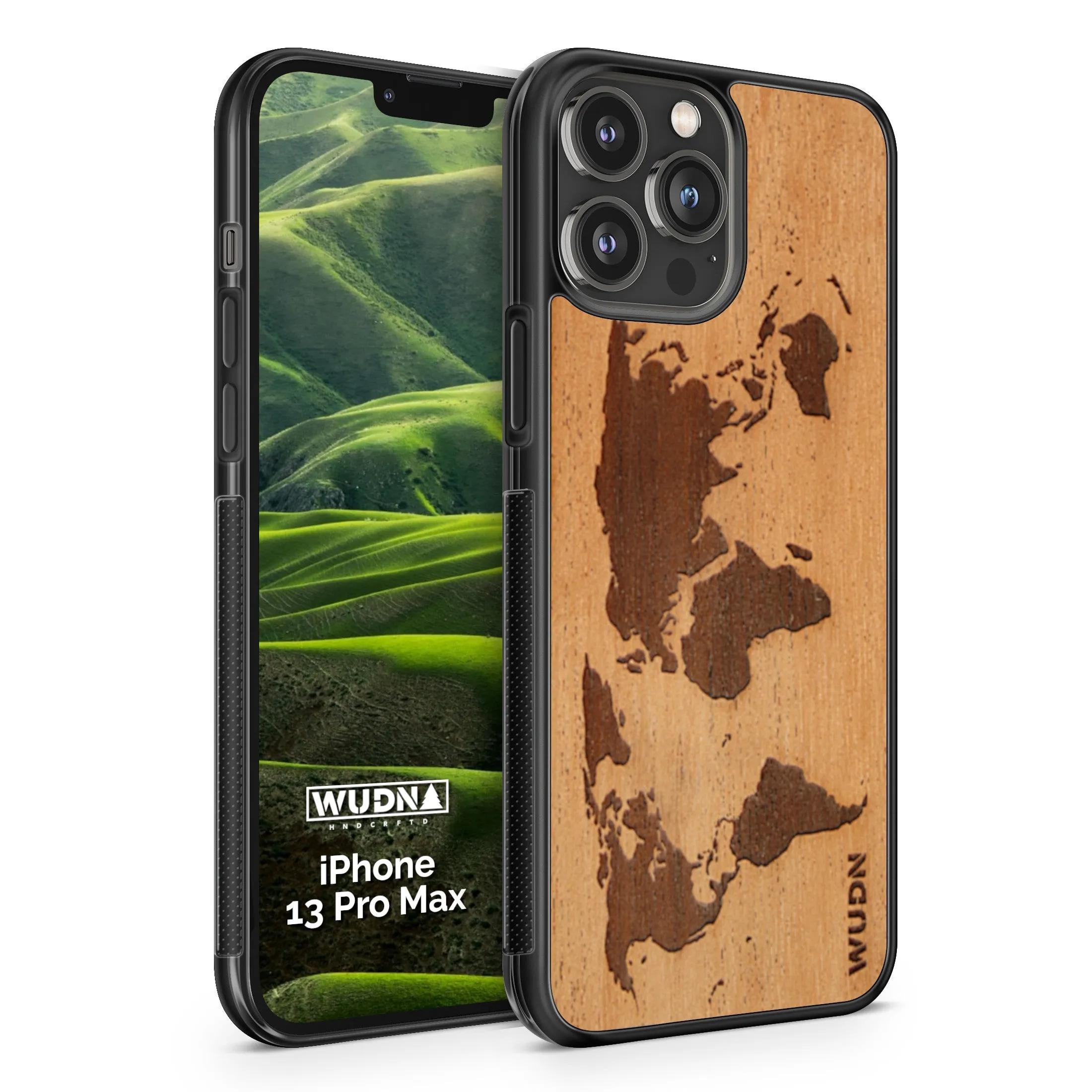 Slim Wooden iPhone Case (World Map Traveler in Mahogany)