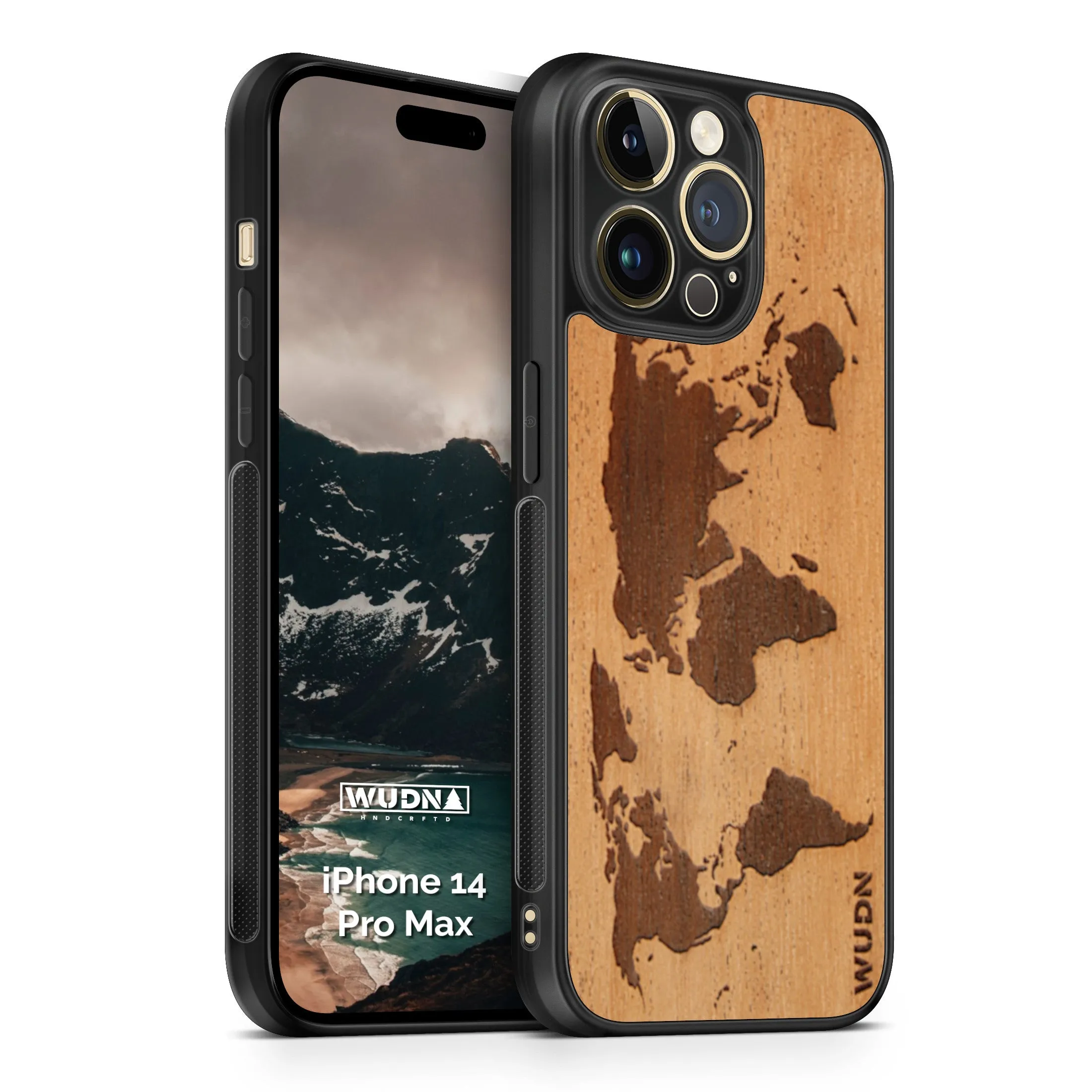 Slim Wooden iPhone Case (World Map Traveler in Mahogany)