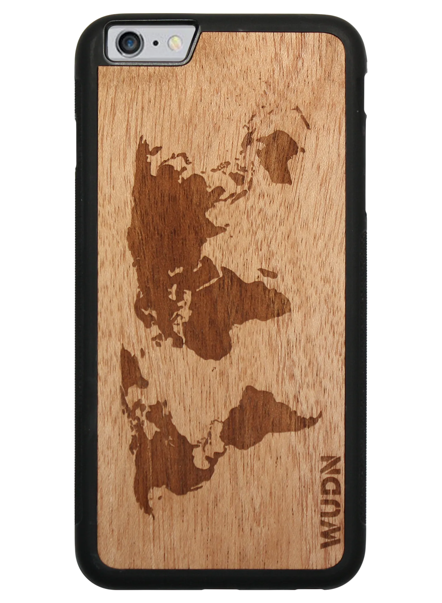 Slim Wooden iPhone Case (World Map Traveler in Mahogany)