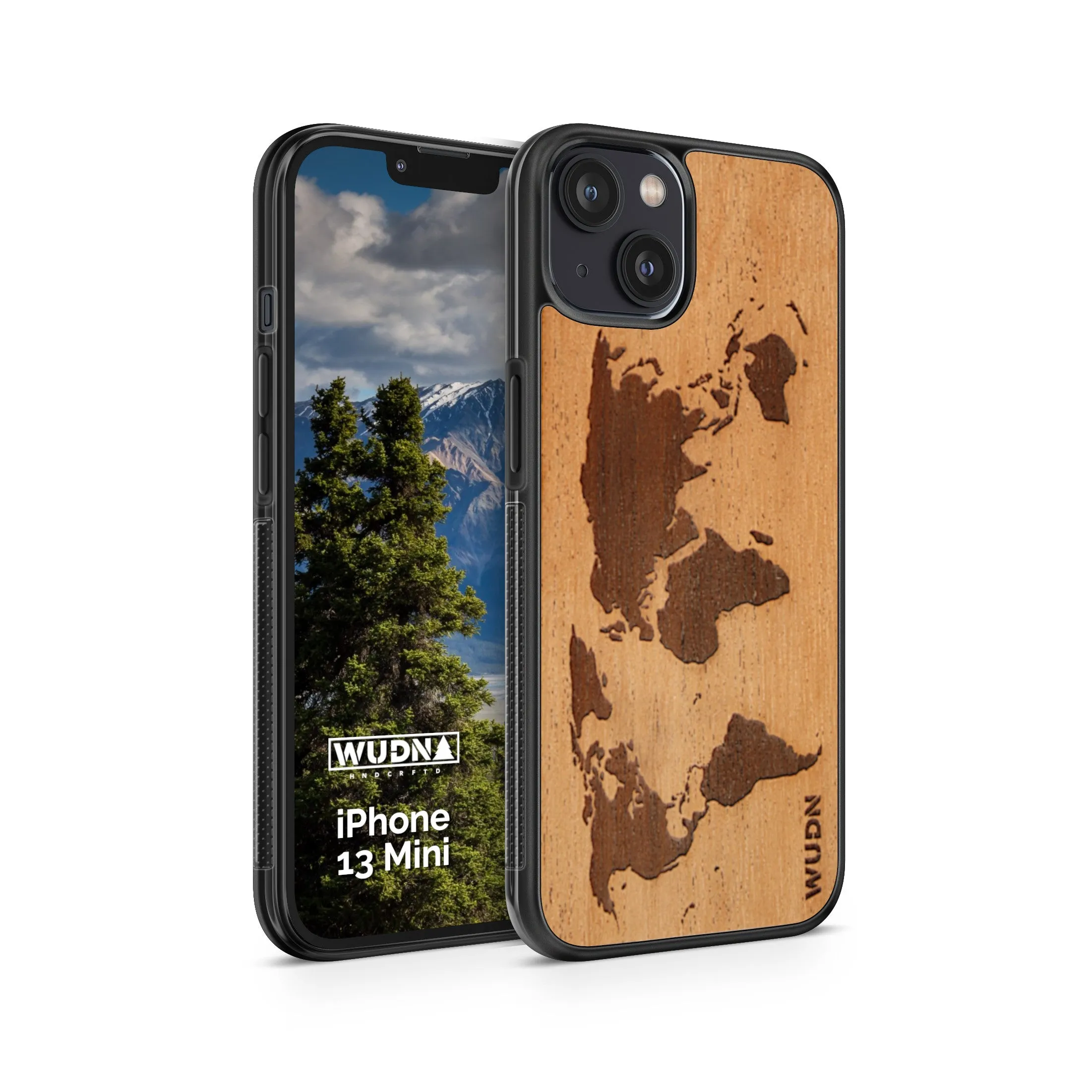 Slim Wooden iPhone Case (World Map Traveler in Mahogany)