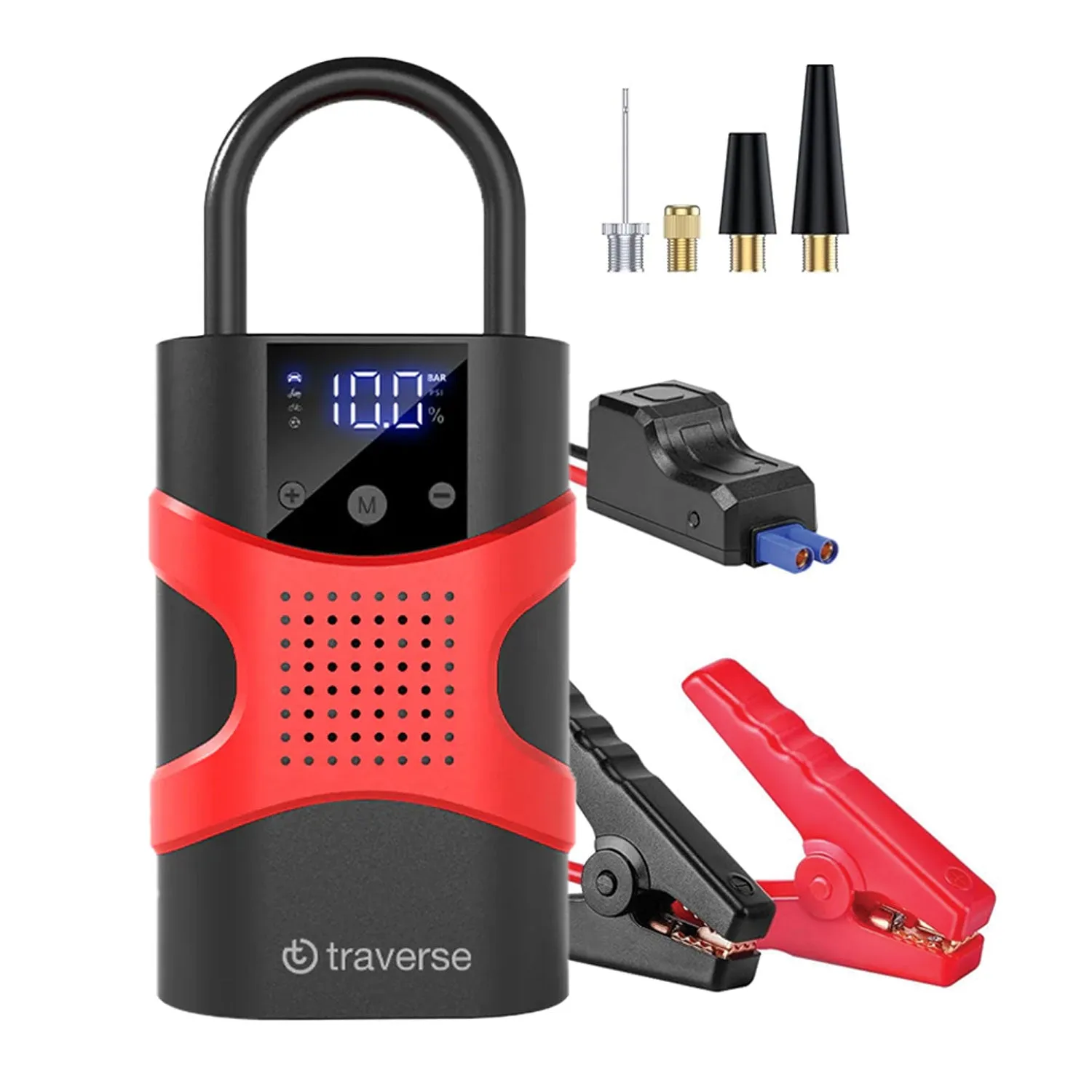 Traverse 2-in-1 Smart Tire Pump and Jump Starter, 1000A 12V Battery Booster with 150 PSI Air Inflator and LED Display