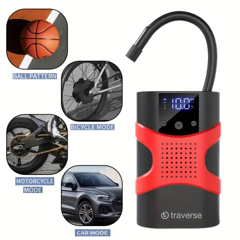 Traverse 2-in-1 Smart Tire Pump and Jump Starter, 1000A 12V Battery Booster with 150 PSI Air Inflator and LED Display