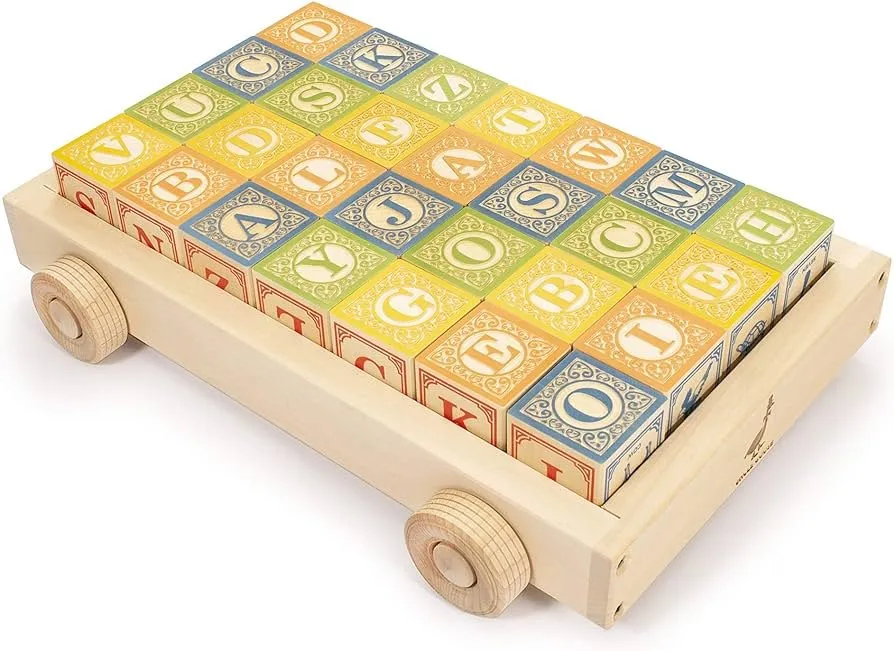 Uncle Goose ABC Blocks with Wagon - Made in USA